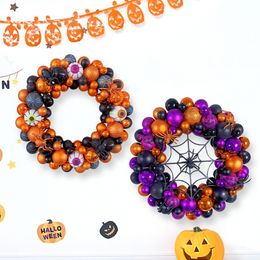 Other Event Party Supplies Halloween Glitter Bat Pumpkin Wreath Scary Front Door Window Hanging Halloween Ornament Halloween Wreath Indoor Outdoor Decor 230906