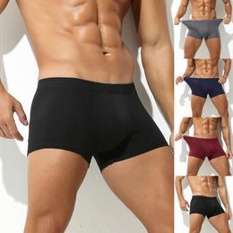 Underpants Mens Breathable Comfortable Low Waist Sexy Solid Colour Boxer Shorts Briefs 2xl Long Leg