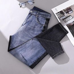 Women's Jeans Autumn Thinck Splice Harem High Waist Patch Work Ripped Ankle Length Denim Pants Mujer Plus Size Stitching