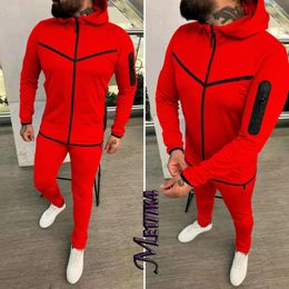 Men's Tracksuits Winter Zipper Hooded European And American Foreign Trade Amazon Splicing Autumn Sports Leisure Suit Fit