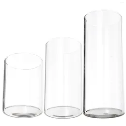 Candle Holders Glass Cup Pillar Candles Clear Household Shades Cylinder Windproof Protectors