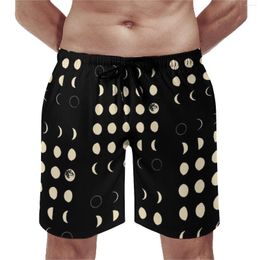 Men's Shorts Moon Phases Board Summer R Pattern Fashion Beach Surfing Fast Dry Custom Swimming Trunks