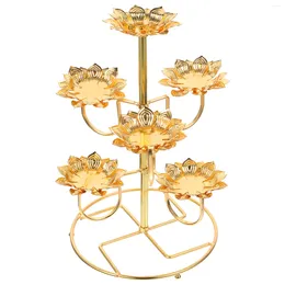 Candle Holders Candles Ghee Lamp Holder Temple Candleholder Lotus Rack Offerings Metal Candlestick Stainless Steel Stand Creative