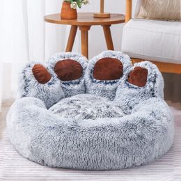 kennels pens Warm Kennel Pet Bear Paw Shape House Small Dog bed Teddy 515KG Removable and Washable cat 230906