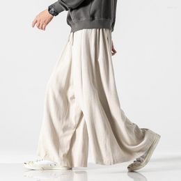 Men's Pants Chinese Style Cotton Linen Men Clothing Casual Wide Loose Plus Size Breathable Comfortable Harajuku Oversized Trousers