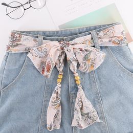 Fashion Chiffon Ribbon Belts for Woman Summer Elegant Floral Ribbon Lady Belts Woman Apparel Accessories