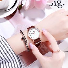 Comfortable Coffee Nylon Belt Quartz Ladies Watch Classical Joker Girl Watches Analog Simple Womens Wristwatches252Q