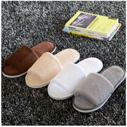 Slippers 4 Pairs/Lot Winter Slippers Men Women Disposable Hotel Slippers Home Slides Travel Sandals Hospitality Guest Footwear X0905