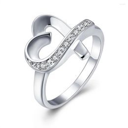 Cluster Rings Style 925 Sterling Silver Ring Love Heart Zircon CZ Simulation Diamond Fashion Jewelry Accessory