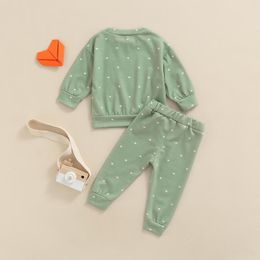Clothing Sets 0-24 Months Full Sleeve Baby Boys Girls Trouser Suit Valentine's Day Love Pattern Printing Long-sleeved Tops Trousers