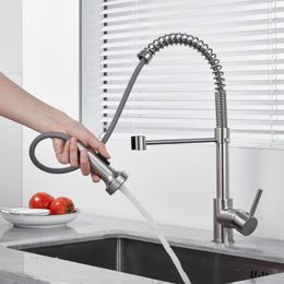 Kitchen Faucets High Quality Pull-down Faucet With Spring And Flexible Hose Cold Mixer Tap Washing Basin