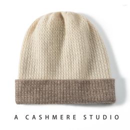 Berets MERRILAMB High Quality Natural Cashmere Hat For Women Winter Thicken Skullies Beanies Unisex Keep Warm Knitted Caps Men