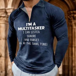 Men's T Shirts Turtleneck Tee For Men Letter 3D Printed Long Sleeve Street Fashion Pullover Casual Shirt Mens Cotton