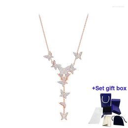 Chains S High Quality Necklace Butterfly Flying Rose Gold Plated Women's Jewelry Gift