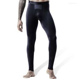 Men's Thermal Underwear Leggings ManLong JohnThermo Pants Breathable Ice Silk Mesh Pouch Tights Pantalon Termico Plus Size L-3XL