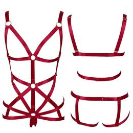 Garters Body Harness Bra For Women Full Bondage Strappy Tops Hollow Out Sexy Lingerie Set Plus Size Elastic Adjust Goth Club Dance272l