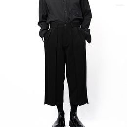 Men's Pants Casual Black Simple Straight Tube Wide Leg Loose Skirt Classic Pleated