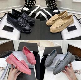 Loafers Womens Platform Dress Shoes Leather Mules Metal Buckle Logo Luxury Calfskin Shoe