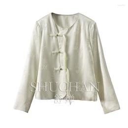 Women's Jackets SHUCHAN Women Jacket Chinese Style Acetate Polyester Outerwear & Coats Autumn/Winter MANDARIN COLLAR