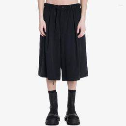 Men's Pants Loose Black Cropped Trousers Simple Japanese Retro Avant-garde Trendy Wide-legged Knee-length Straight