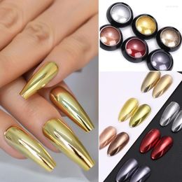 Nail Glitter 6 Boxes Metallic Powder Mirror Chrome Pigment Set Iridescent Holographic Dust Gold Metal Effect Rubbing Decoration