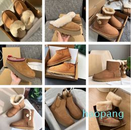 designer snow boots slippers women boot australia tasman bailey dunes Chestnut winter buckle fur snow Half Knee Short lady Sheepskin and wool