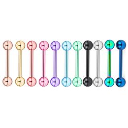 Labret Lip Piercing Jewellery Tongue Piercings 14G Anodized Nipple Barbell Mamilo Langue Rings Bars Body wholesales 10 Colour choose 230906