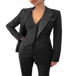 Womens Two Piece Pants Formal Business Women Suit Set Office Work 3 Pieces Notch Lapel Single Breasted Vest Lady Suits Wedding Tuxedos Party 23020213SO