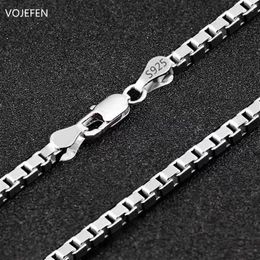 Chains VOJEFEN S925 Sterling Silver Necklace For Men/Women 2023 Women's Fashion 2mm Box Chain Choker Solid Argentum Luxury Jewellery