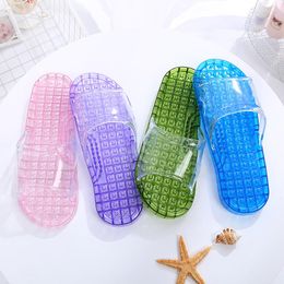 Bath Mats Bathroom Slippers Massage Crystal Hollow Non-Slip Men's Leaking Plastic Household Sandals And Women's Summer Indoo