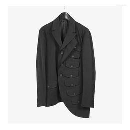 Men's Suits Multi-pocket Irregular Deconstruction Casual Suit Asymmetrical Loose Original Designer Brand