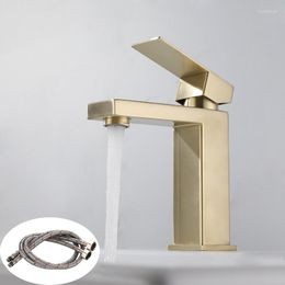 Bathroom Sink Faucets Faucet Square Gold Paint Deck Mounted Basin Cold Water Mixer Taps Lavatory Toilet Single Hole Tap