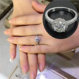 Cluster Rings HOYON Origin Natural Zircon Gemstone 14K White Gold Colour Ring For Women Round 925 Jewellery Wedding Box Females