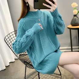 Women's Sweaters Upstairs Room 2 Ranked No. 1) Model Of Clothing In Winter Long Half A Turtle Neck Loose Twist Raglan Sleeve 54