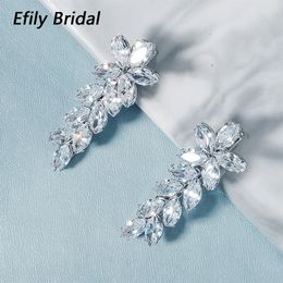 Wedding Hair Jewellery Efily Korean Fashion Cubic Zirconia Hair Clips 2PcsLot Crystal Barrette Hairpins for Women Girl Bridal Wedding Hair Accessories 230907