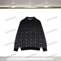 xinxinbuy Men designer Hoodie Sweatshirt 23ss Paris Gradient Letter Jacquard pattern long sleeve cotton women green Black purple S-XL