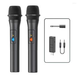 Microphones 2Piece Wireless Microphone System Kits Home Party Smart TV Speaker Singing Mic Black