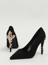 Dress Shoes For Women Ladies Luxury Rhinestone Decor Court Pumps Point Toe Stiletto Heeled Elegant