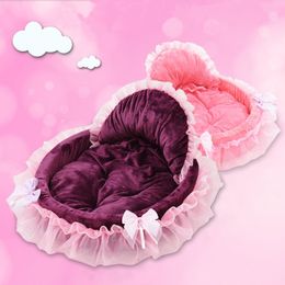 kennels pens Fashion Lace Princess Dog Bed Cat Litter Puppy Nest Mat Soft Doggy Cushion Teddy Pet Beds for Small Medium Dogs Sofa Kennel 230907