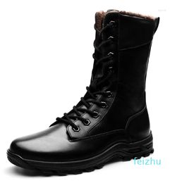 Leather Ankle Men Outdoor Winter Fur Warm Man Army Hunting For Shoes Casual Black