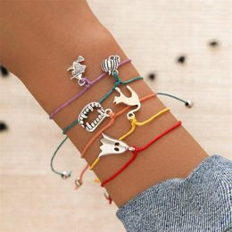 Link Bracelets 5 Pcs/Set Women Fashion Set Silver Colour Pumpkin Ghost Witch Fang Pendant Bracelet Girls Halloween Jewellery