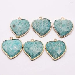 Pendant Necklaces 6pcs/lot Natural Stone Amazons Heart Section Gilt Necklace Turquoise Crystal Fashion Jewellery Accessories