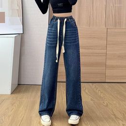 Women's Jeans 40.00 Kg-100.00 Kg Wearable Denim Trousers Women Thin Wide-Leg Straight Pants Loose Large Size High Waist Fashion