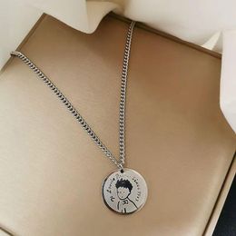 Chains Long Necklace Woman Princekin 1943 Man Necklaces Chain Figure Round Pendant Girls Silver Color Vintage European Titanium Collier