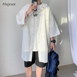 Men's Jackets Men Fashion Hooded Solid Color Simple Summer Breathable Loose Daily American Style Unisex Sun Proof Outdoor Streetwear