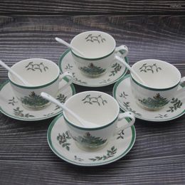 Mugs Set Of 4 Christmas Tree Tea Cup With Plate And Spoon European Style Saucer Coffee Ceramic