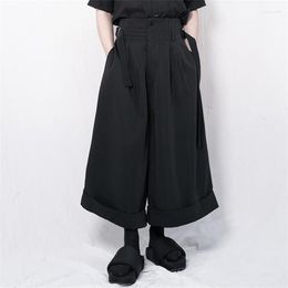 Men's Pants 2023 Black Simple Casual Large Wide Leg Trouser Skirt Loose Hem Spring