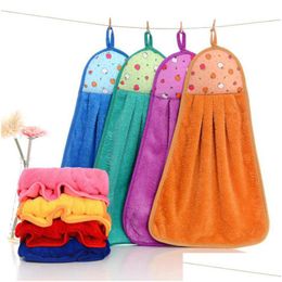 Cleaning Cloths 20Pcs Absorbent Hand Towel Cleaning Cloths Oil Removal Coral Fleece Hangable Household Dish Kitchen Supplies Drop Deli Dheb0