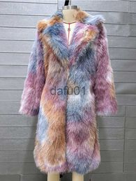 Women's Fur Faux Fur ZADORIN Coloured Long Lapel Faux Fox Fur Coat Women Luxury Loose Fluffy Faux Fur Jackets For Women 2023 Winter Fur Coats Cardigan x0907