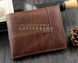 Wallets Vintage Mens Cow Leather Money Clip Short Wallet (Brown 8 Card Pockets)